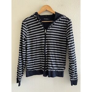 Boss Hugo Boss Vintage Y2K Reversible Zip Up Jacket Hoodie Small Striped Grunge